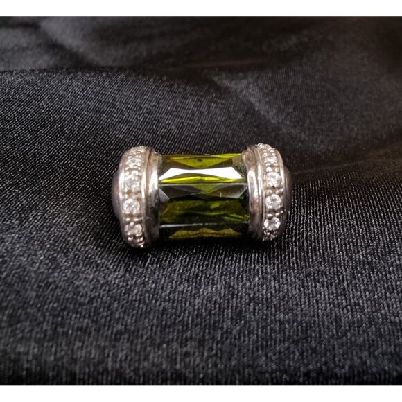 Vintage Sterling Silver 925 Ring W/ Green Glass Stone Size 6.5 - Picture 3 of 7